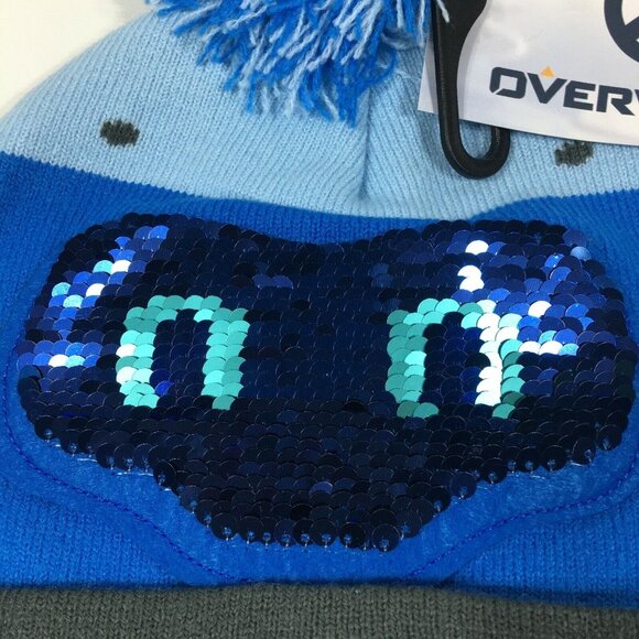Overwatch Mei Snowball Sequin Beanie Hat Blue One Size Fits Most Blizzard Ent - Picture 6 of 10